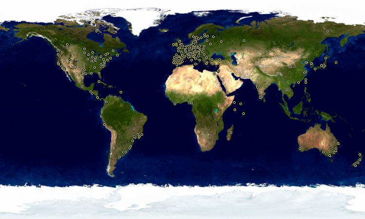 Wereldwijde verspreiding van Debian ontikkelaars